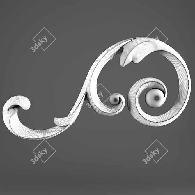 Carved Ornamental Accent: Elegant Wall, Ceiling, Arch, Door Decoration 3D model image 2