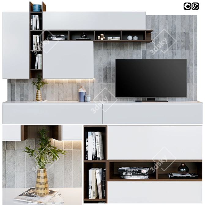 Modern TV Wall Unit: 3DSMAX 2016, V-Ray & Corona 3D model image 1