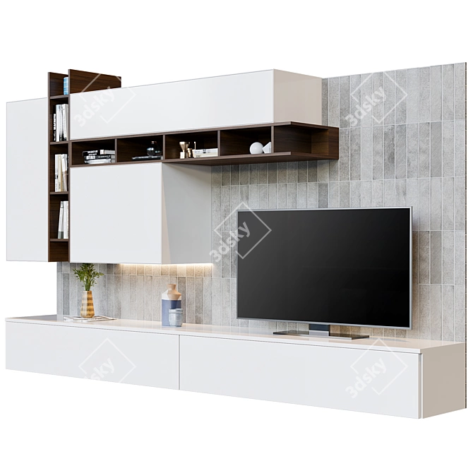 Modern TV Wall Unit: 3DSMAX 2016, V-Ray & Corona 3D model image 2