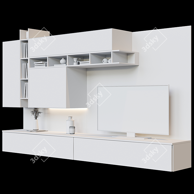 Modern TV Wall Unit: 3DSMAX 2016, V-Ray & Corona 3D model image 3