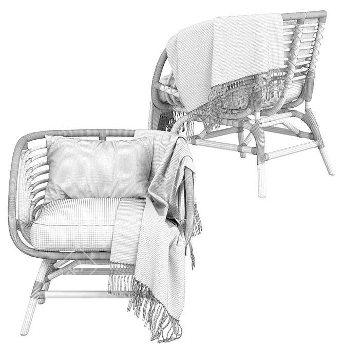 Stylish Rattan Armchair: Ikea Buskbo 3D model image 3