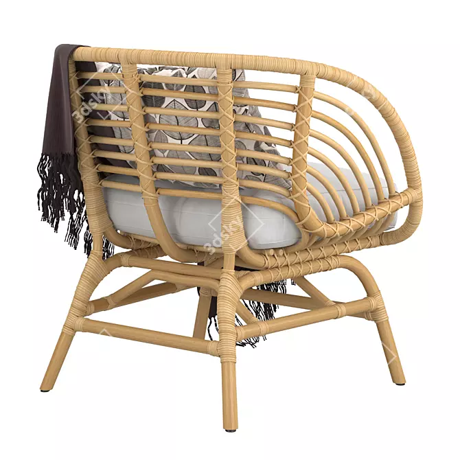 Stylish Rattan Armchair: Ikea Buskbo 3D model image 6