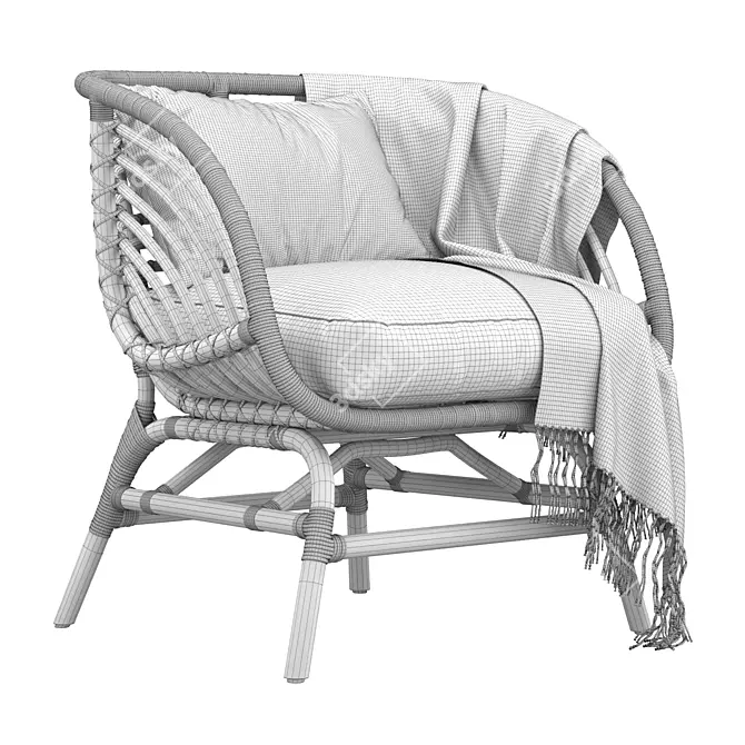 Stylish Rattan Armchair: Ikea Buskbo 3D model image 7