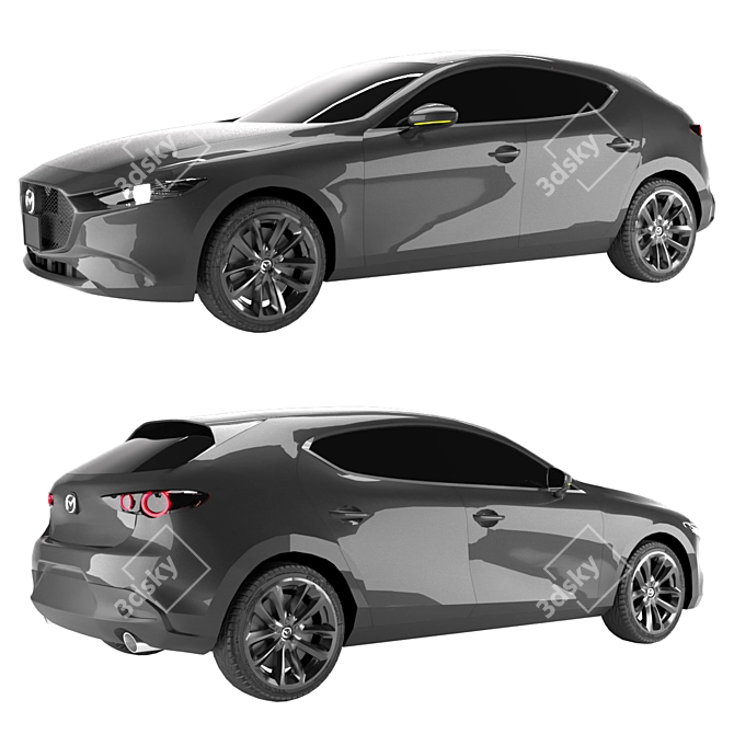 Sleek and Powerful: Mazda 3 2019 (Low Poly & Game Ready) 3D model image 1