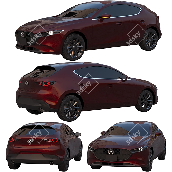 Sleek and Powerful: Mazda 3 2019 (Low Poly & Game Ready) 3D model image 6