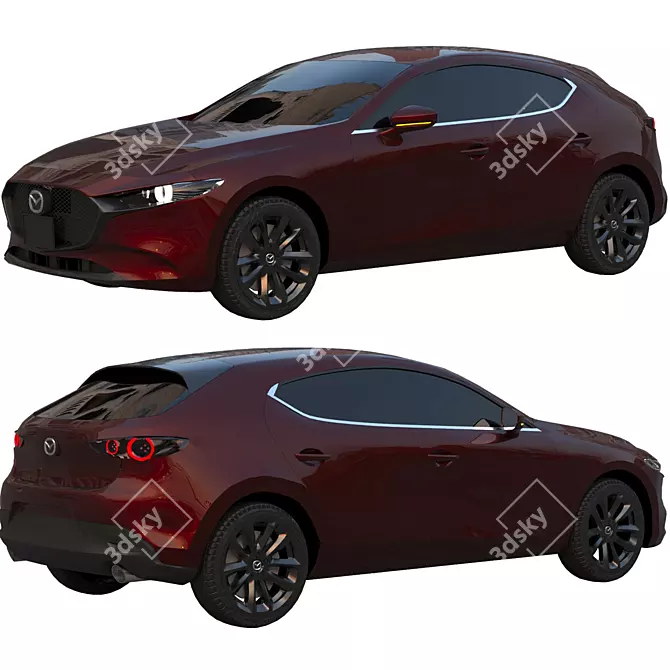 Sleek and Powerful: Mazda 3 2019 (Low Poly & Game Ready) 3D model image 7