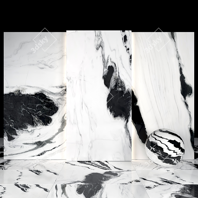 7 Texture Panda Marble Slabs 3D model image 2