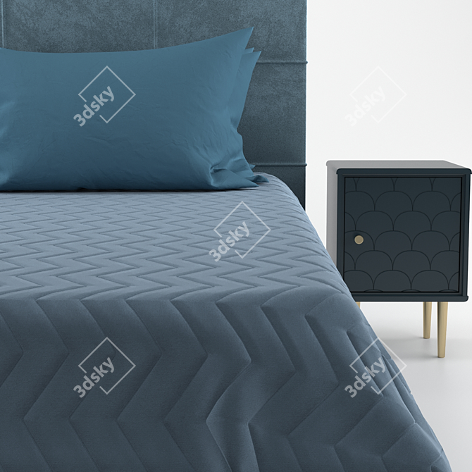 Erica Upholstered Bed with Quilted Bedspread 3D model image 3