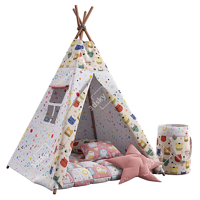 Kids Playhouse Wigwam: Interactive Indoor Teepee 3D model image 1