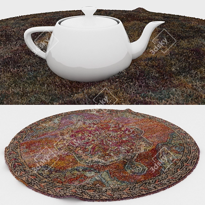 Round Carpets Set 76: Versatile 6-Piece Collection 3D model image 3