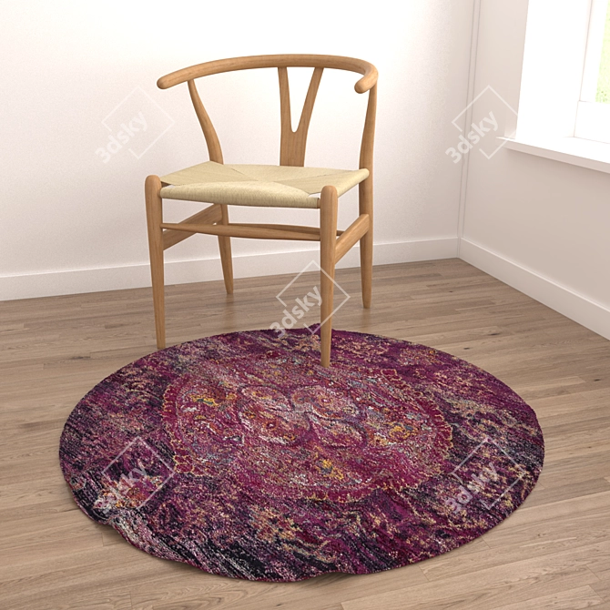 Round Carpets Set 76: Versatile 6-Piece Collection 3D model image 4