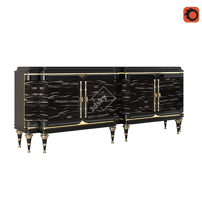 Luxury Black Wood Console 3D model image 4