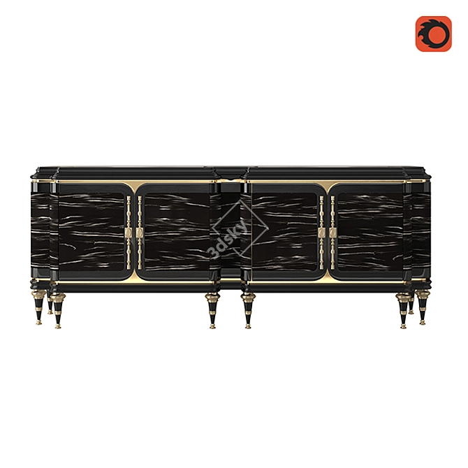 Luxury Black Wood Console 3D model image 6