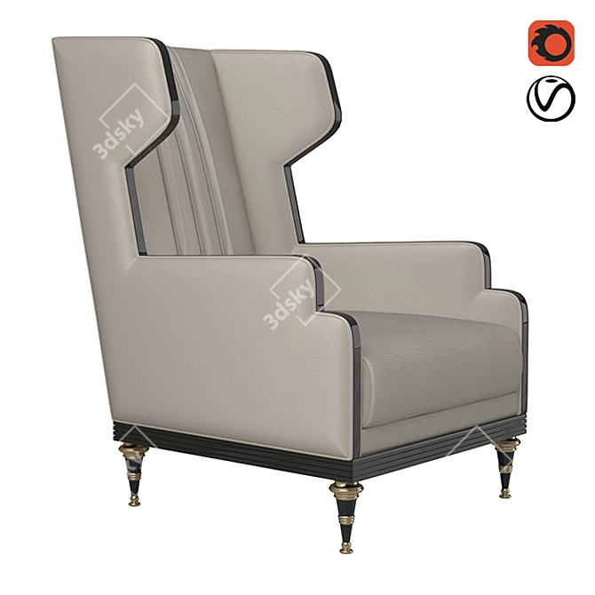 Luxury Gold Leg Armchair 3D model image 2