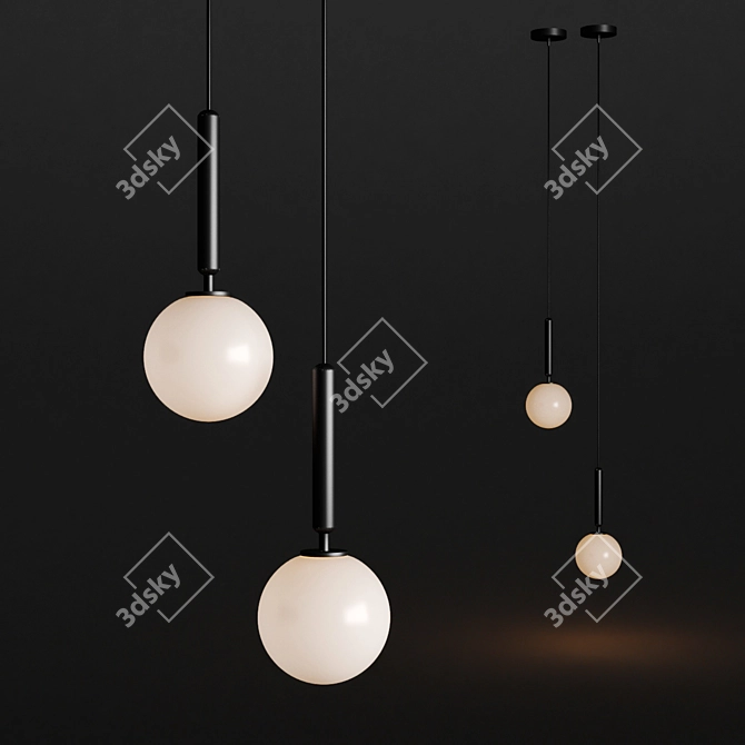 Elegant Opal Pendant Lamp 3D model image 2