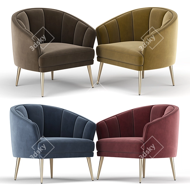 Elegant Maya Armchair 3D model image 2