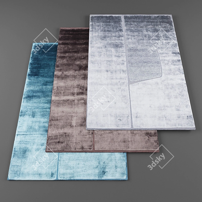 Assorted Set of 5 Rugs with Texture Archive 3D model image 1