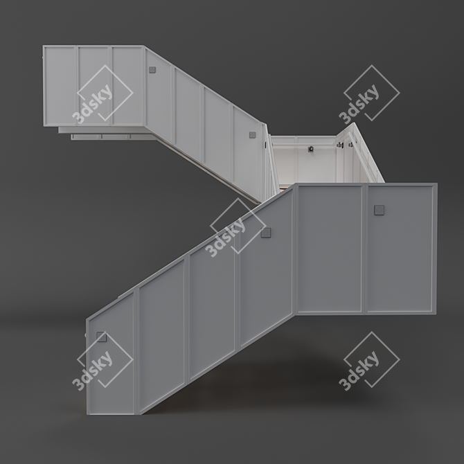 Sleek Glass Staircase 3D model image 4