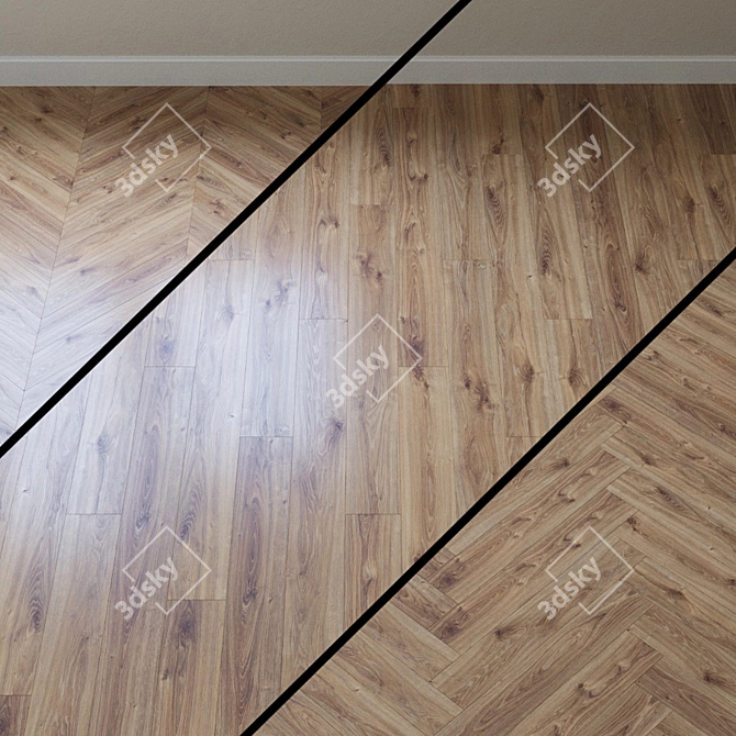 Classic White Canyon Oak Parquet 3D model image 1