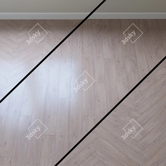 Elegant Oak Parquet Flooring 3D model image 1