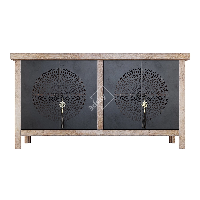 Elegant Menara 4-Door Sideboard 3D model image 1