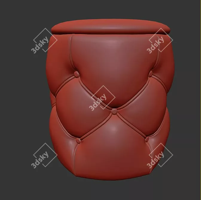 Velvet Pouf: 3D Model 3D model image 5