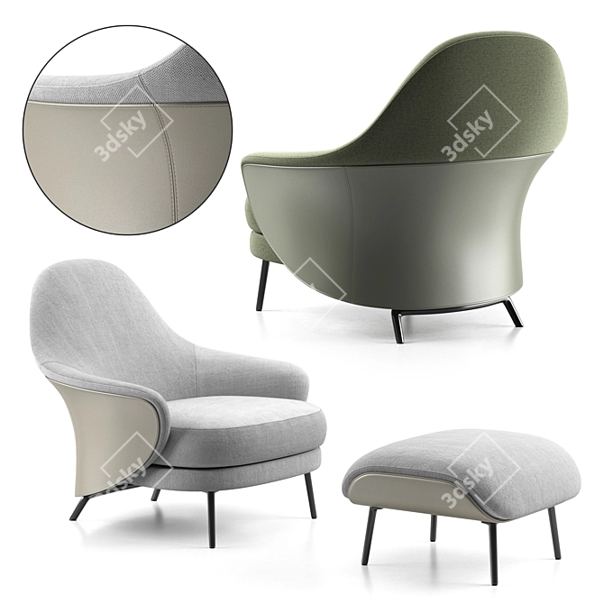 Angie Minotti: Stylish and Compact Sofa Set 3D model image 1