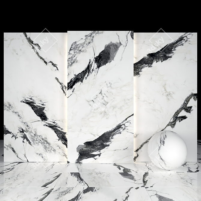 Panda Marble 04: Stunning Textured Slabs & Tiles 3D model image 1