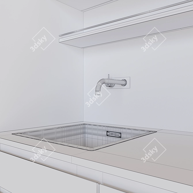 Sleek Modern Kitchen Set 3D model image 1