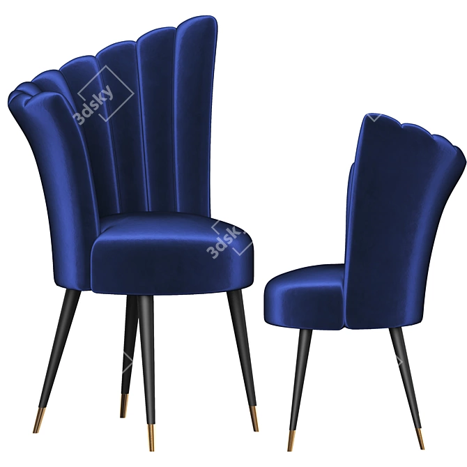 Elegant Blue Silk Chair 3D model image 2