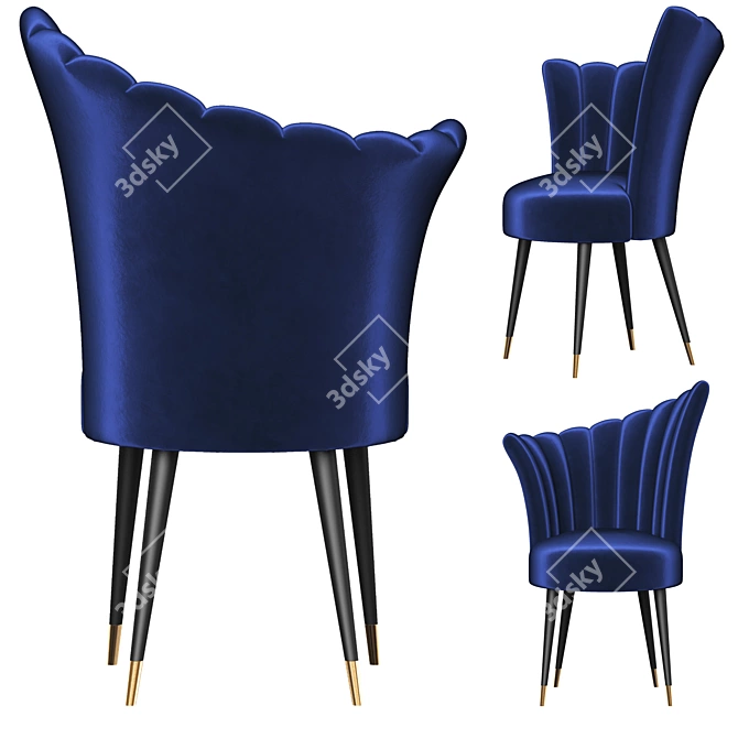 Elegant Blue Silk Chair 3D model image 3