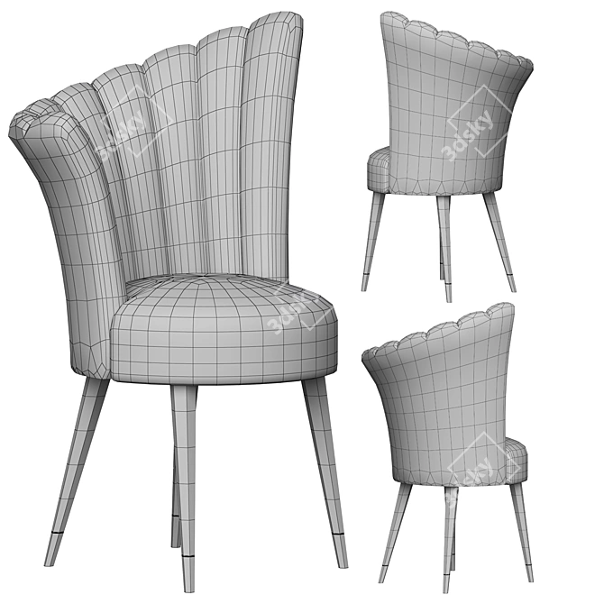 Elegant Blue Silk Chair 3D model image 4