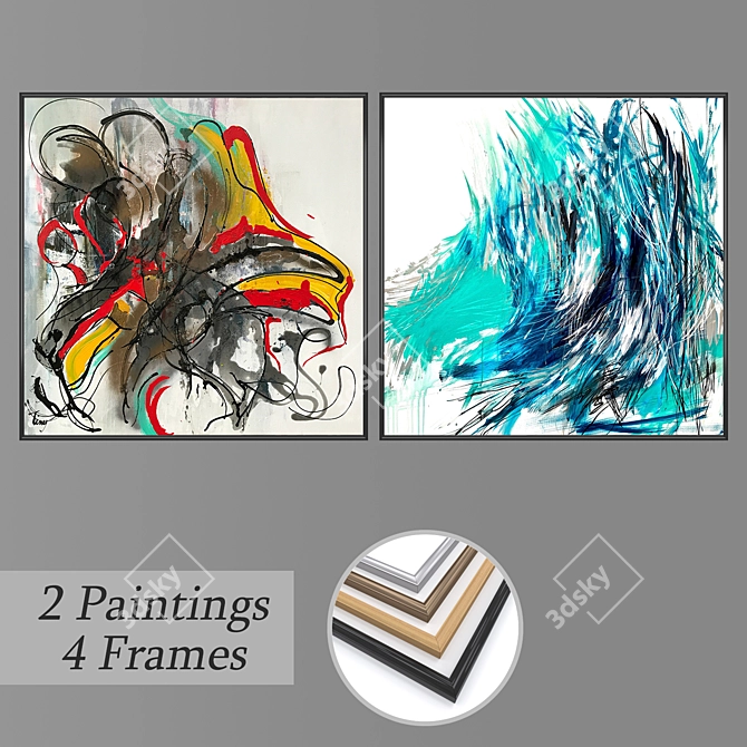 Elegant Wall Art Set with Multiple Frames 3D model image 3