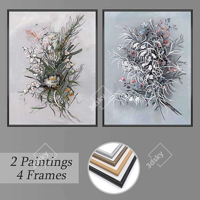 Versatile Wall Art Set with Multiple Frame Options 3D model image 1