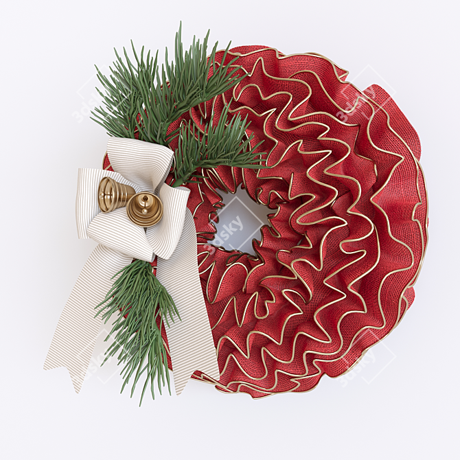 Festive Holiday Wreath 3D model image 2