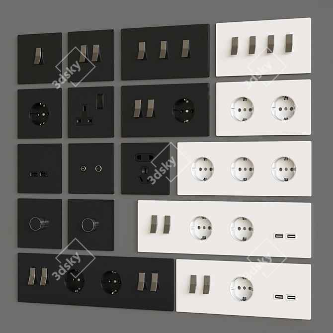 Barcelona Bridge Wall Switch Sockets 3D model image 2