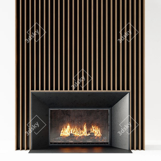 Modern 58" Fireplace 3D model image 1