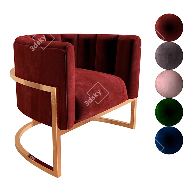 Corduroy Armchair: Five Color Options 3D model image 1