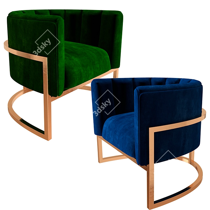 Corduroy Armchair: Five Color Options 3D model image 3