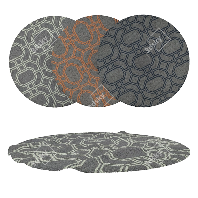 Round Carpets Set 77 - Versatile 6-Piece Collection 3D model image 1