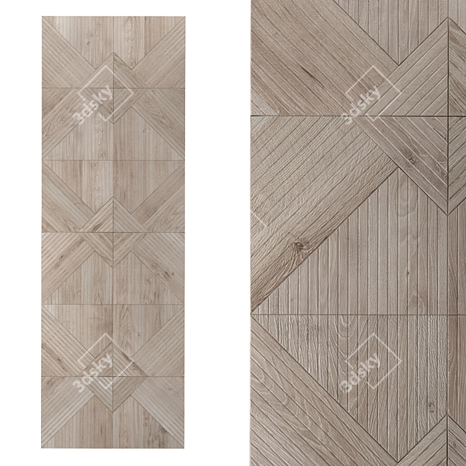 Solid Wood Wall Panel - Premium Oak Design 3D model image 1