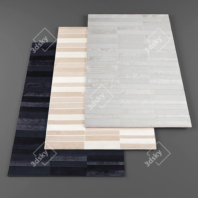 Fashionable Rugs Set: 3 Designs 3D model image 1