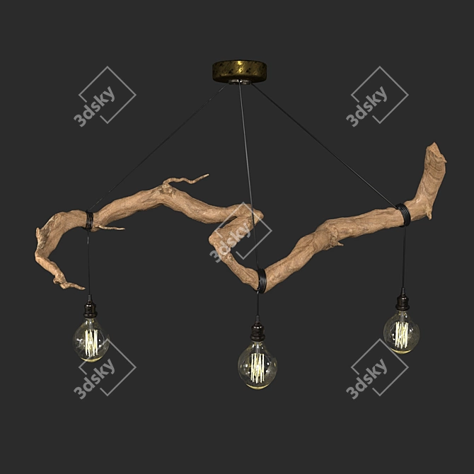 Wooden Ceiling Light 3D model image 2