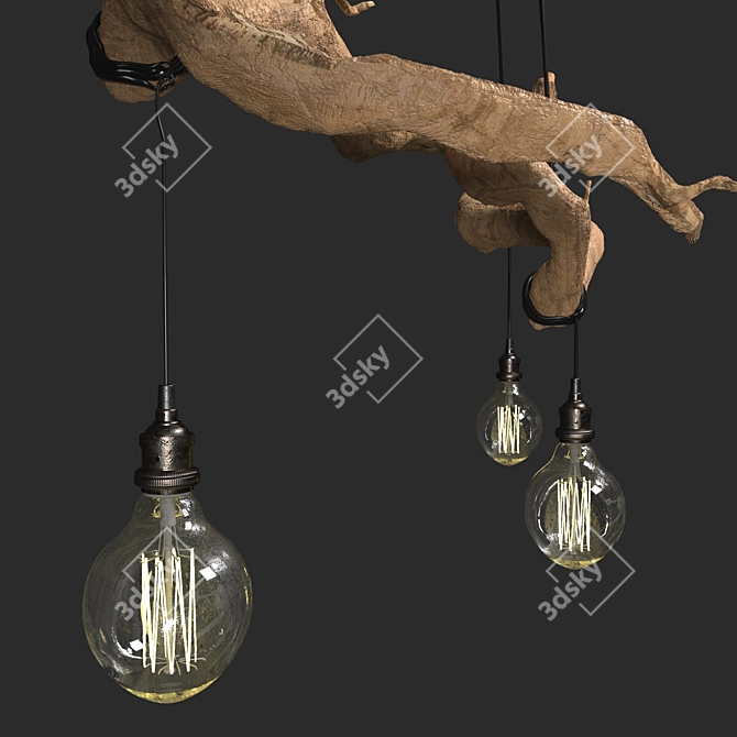 Wooden Ceiling Light 3D model image 3
