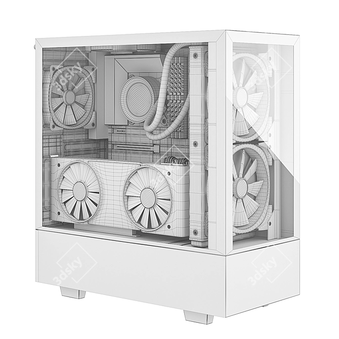 NZXT H510 Elite: Water-cooled PC Power 3D model image 5