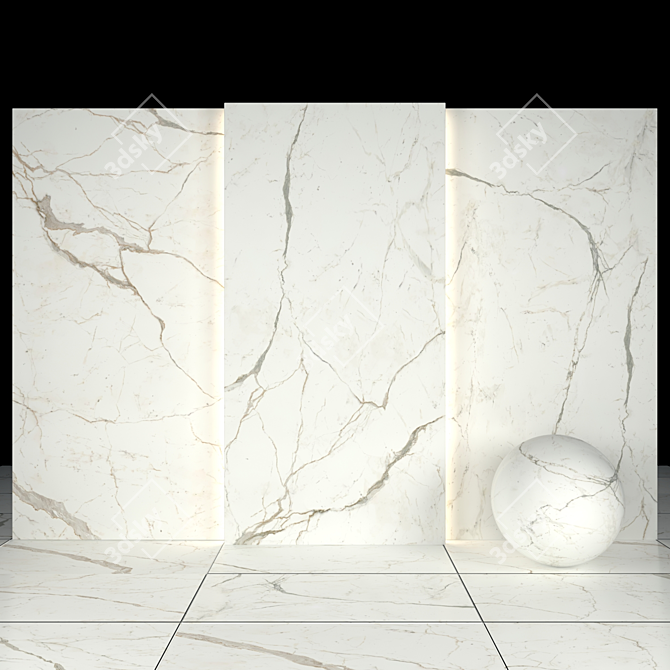 Elegant White Calacatta Slabs 3D model image 1