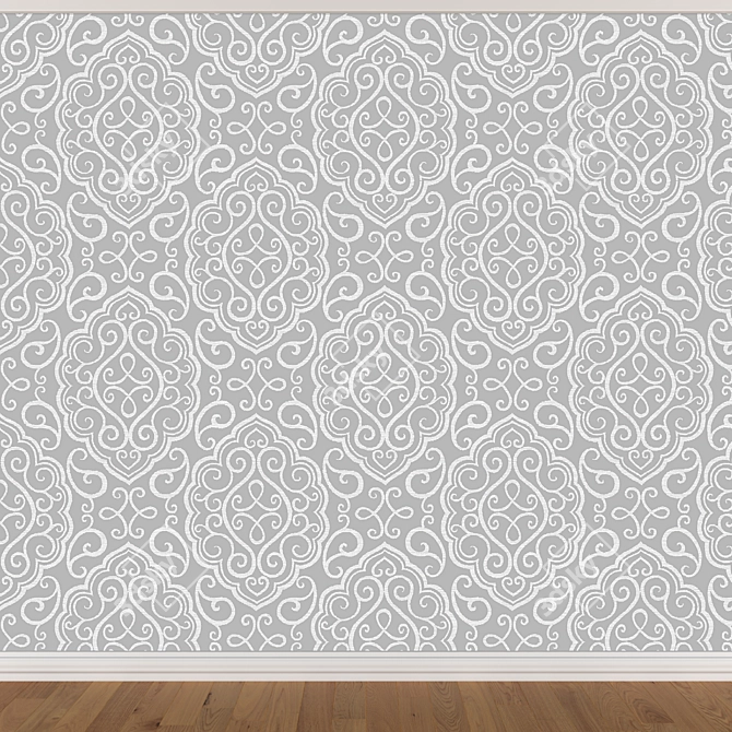 Seamless Wallpaper Set - 3 Colors: Wall, Baseboard, Parquet 3D model image 2