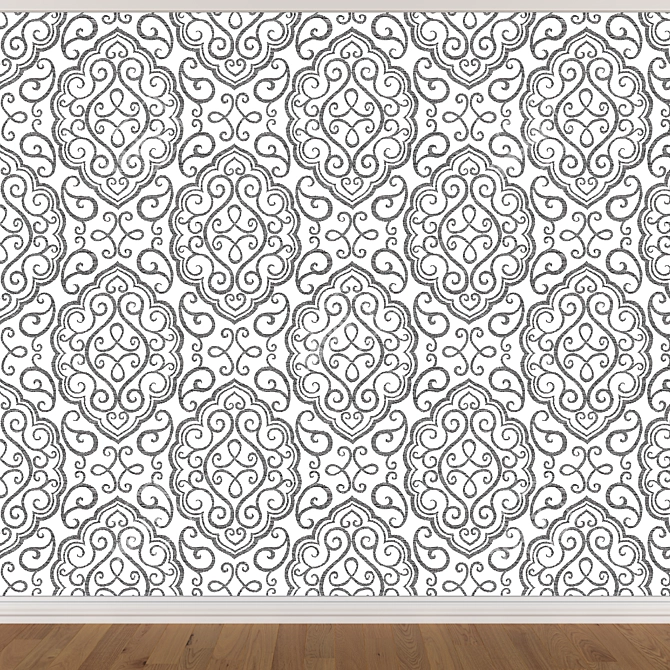 Seamless Wallpaper Set - 3 Colors: Wall, Baseboard, Parquet 3D model image 3