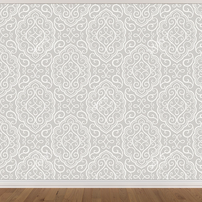 Seamless Wallpaper Set - 3 Colors: Wall, Baseboard, Parquet 3D model image 4