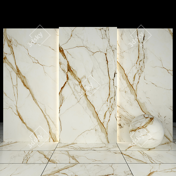 Luxury Gold Calacatta Tile: Texture Bundle 3D model image 1